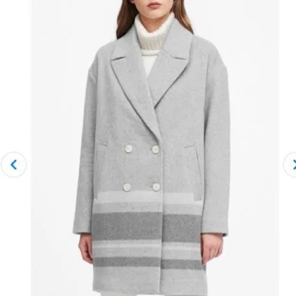 Banana Republic Double- Breasted Cocoon Coat in Heather Gray, Size XL